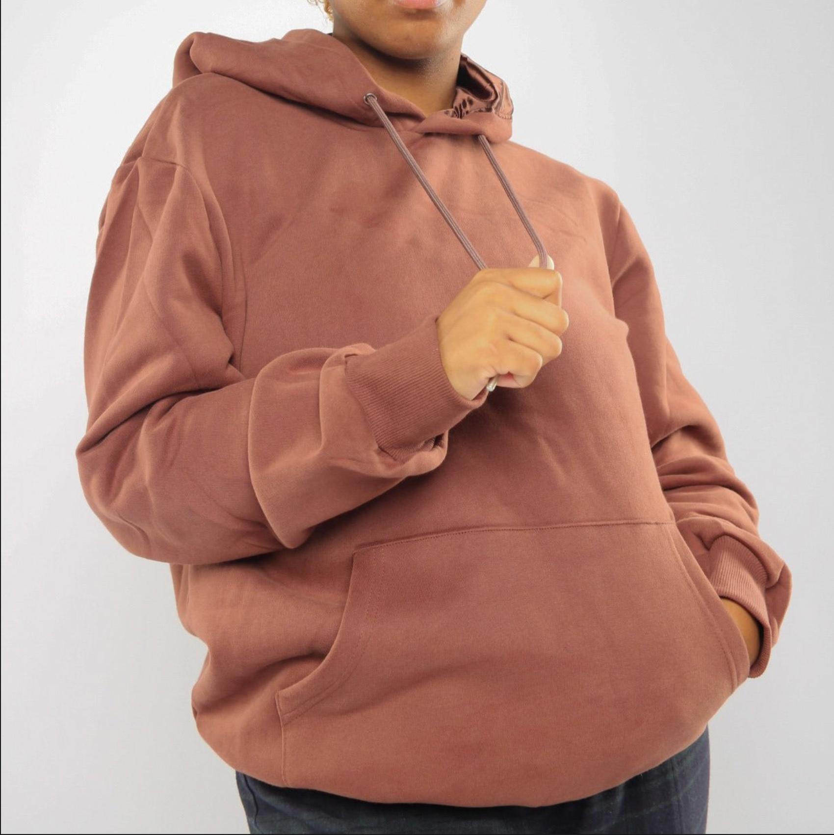 Satin Lined Hoodie Unisex-thick-earth Tone Brown 